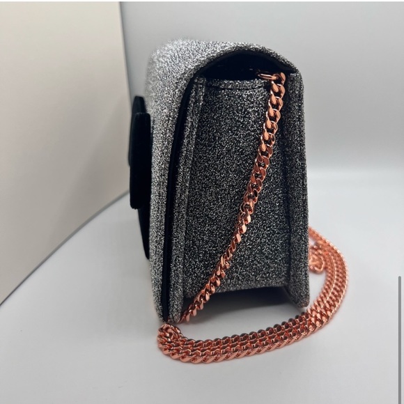 NWOT Ted Baker London Jeminna Velvet Bow Evening Bag Metallic Clutch Crossbody - Picture 7 of 14